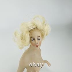 Vintage German Bavaria Goeble Bisque Porcelain Half Doll Blonde Hair Figurine 4