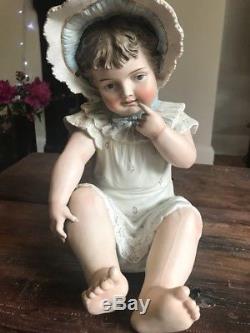 Vintage German Bisque Porcelaine 12 Baby Girl Piano Doll Rare