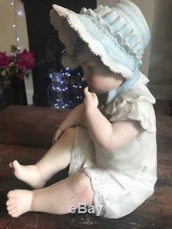 Vintage German Bisque Porcelaine 12 Baby Girl Piano Doll Rare