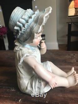 Vintage German Bisque Porcelaine 12 Baby Girl Piano Doll Rare