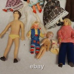 Vintage German Caco Dollhouse Thread Wrapped Porcelain Movable Joints Dolls Lot