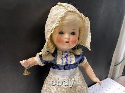 Vintage German Composite Doll Blonde with Bell 16