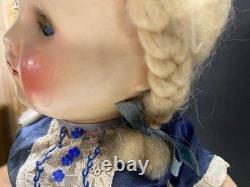 Vintage German Composite Doll Blonde with Bell 16