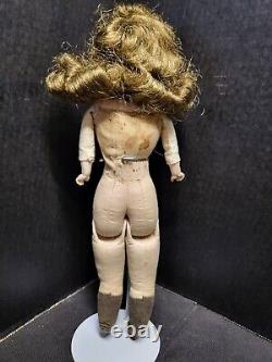 Vintage German Doll Porcelain Bust Muslin Body Pinned Legs Pearl Teeth 5.0