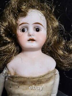 Vintage German Doll Porcelain Bust Muslin Body Pinned Legs Pearl Teeth 5.0