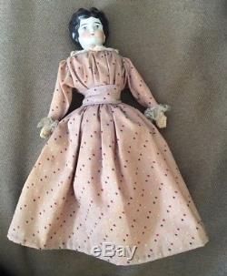Vintage German Porcelain Bisque Cloth Doll 11 inches w Stand Toy Antique