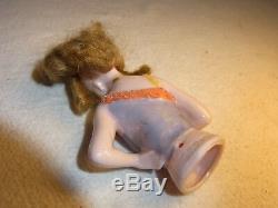 Vintage German Porcelain Half Doll Lady with Hair #BA3