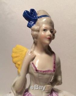 Vintage German Porcelain Half Doll with legs, Velvet Lace Dress Pincushion Doll