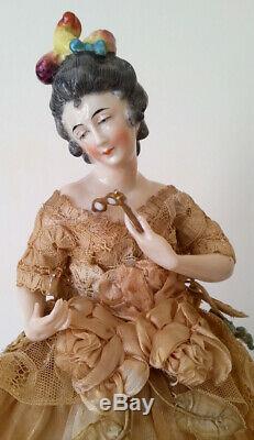 Vintage German Porcelain Pincushion Half Doll Liquidation Lady With Lorgnette