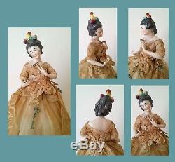 Vintage German Porcelain Pincushion Half Doll Liquidation Lady With Lorgnette