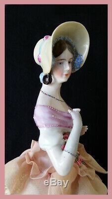 Vintage German Porcelain Pincushion Half Doll Liquidation Lottie, Lottchen