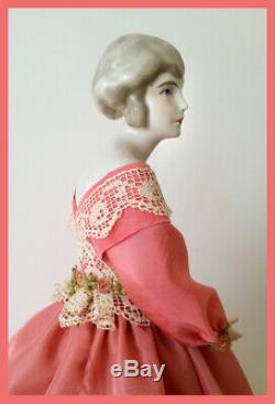 Vintage German Porcelain Pincushion Half Doll Liquidation Rare Fulper Doll