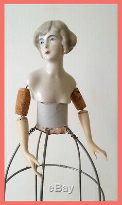 Vintage German Porcelain Pincushion Half Doll Liquidation Rare Fulper Doll