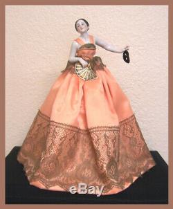 Vintage German Porcelain Pincushion Half Doll Liquidation-dancer Fanny Elssler