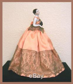 Vintage German Porcelain Pincushion Half Doll Liquidation-dancer Fanny Elssler