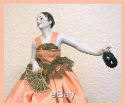 Vintage German Porcelain Pincushion Half Doll Liquidation-dancer Fanny Elssler