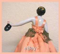 Vintage German Porcelain Pincushion Half Doll Liquidation-dancer Fanny Elssler