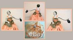 Vintage German Porcelain Pincushion Half Doll Liquidation-dancer Fanny Elssler