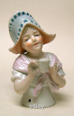 Vintage German Porcelain Pincushion Half Doll Liquidation-dutch Girl With Cup