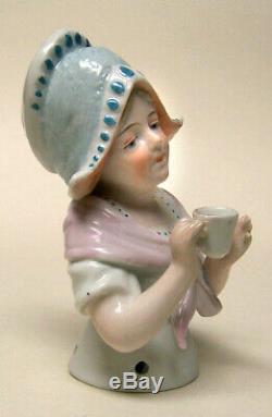 Vintage German Porcelain Pincushion Half Doll Liquidation-dutch Girl With Cup