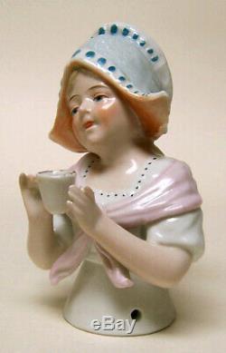 Vintage German Porcelain Pincushion Half Doll Liquidation-dutch Girl With Cup