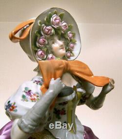 Vintage German Porcelain Pincushion Half Doll Liquidation-rare Huge Bow