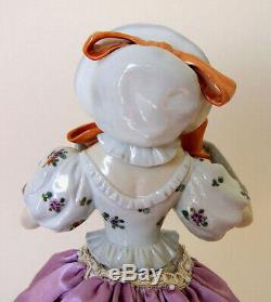 Vintage German Porcelain Pincushion Half Doll Liquidation-rare Huge Bow