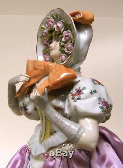 Vintage German Porcelain Pincushion Half Doll Liquidation-rare Huge Bow