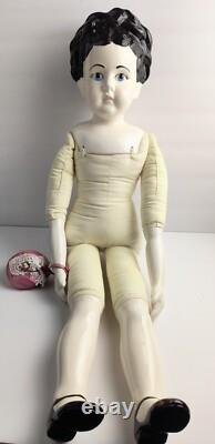 Vintage German Style China Head Porcelain Doll Extra Large 32 Inches
