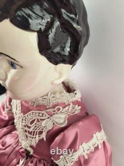 Vintage German Style China Head Porcelain Doll Extra Large 32 Inches