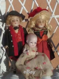 Vintage German bisque miniature mignonette doll dollhouse antique porcelain 3.75