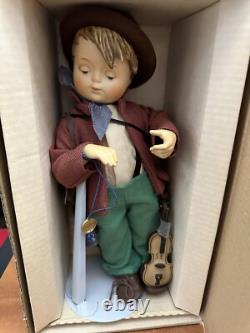 Vintage Goebel Hummel Little Fiddler Porcelain Boy 13.5 Doll With Hat & Fiddler