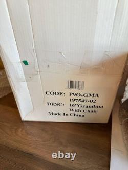 Vintage Grandma And Grandpa Porcelain Dolls In Wooden Rocking Chairs NEW IN BOX