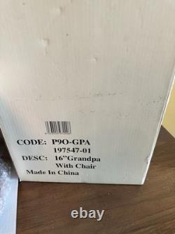 Vintage Grandma And Grandpa Porcelain Dolls In Wooden Rocking Chairs NEW IN BOX