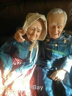 Vintage Grandma And Grandpa hand made porcelain 34 inch Dolls