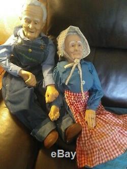 Vintage Grandma And Grandpa hand made porcelain 34 inch Dolls