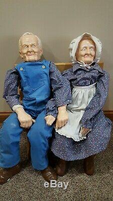 Vintage Grandma and Grandpa Dolls Handmade Couple William Wallace JR