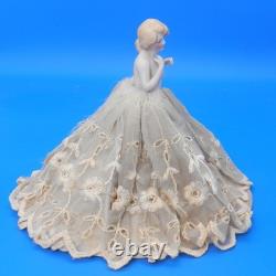 Vintage HALF DOLL PIN CUSHION Porcelain Figurine Bathing Beauty HANDS AWAY