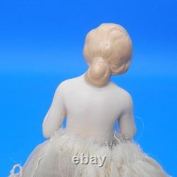 Vintage HALF DOLL PIN CUSHION Porcelain Figurine Bathing Beauty HANDS AWAY