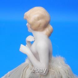 Vintage HALF DOLL PIN CUSHION Porcelain Figurine Bathing Beauty HANDS AWAY