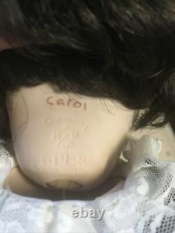 Vintage Handmade Porcelain Boy Doll 15 Human Hair Hand Sewn Clothes Brown Hair