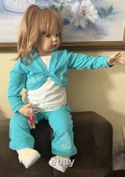 Vintage Handmade Sitting Porcelain Baby Doll 29 in By Donna Rubert
