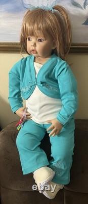Vintage Handmade Sitting Porcelain Baby Doll 29 in By Donna Rubert