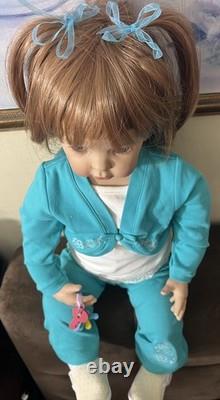 Vintage Handmade Sitting Porcelain Baby Doll 29 in By Donna Rubert