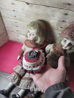 Vintage Haunted Porcelain Sister Dolls (Has Damage) Neutral 1980s