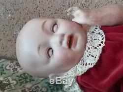 Vintage Hertel Schwab bisque character porcelain doll antique 8 cabinet