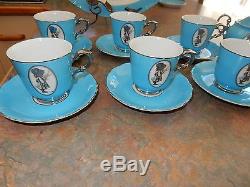 Vintage Holly Hobbie Blue Girl Tea Set Cups Saucers Sugar Bowl And Milk Jug +