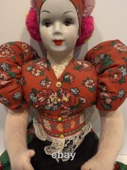 Vintage Hungarian Large 20 Traditional Dress Porcelain Face Doll
