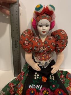 Vintage Hungarian Large 20 Traditional Dress Porcelain Face Doll