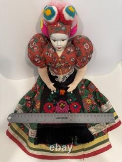 Vintage Hungarian Large 20 Traditional Dress Porcelain Face Doll